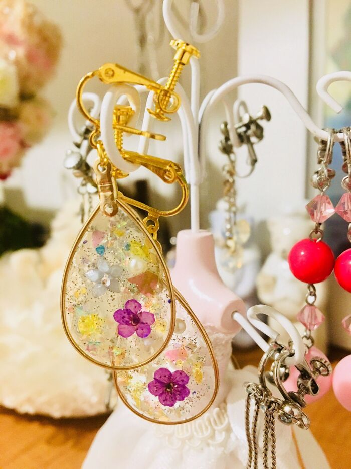 春らしいイヤリングが出来ました!