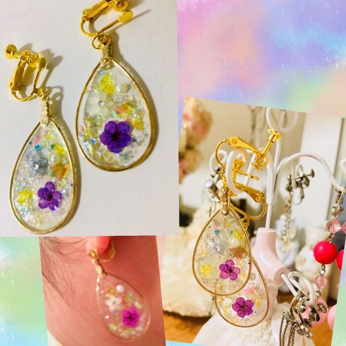 100均材料だけで!レジンで簡単押し花イヤリングの作り方