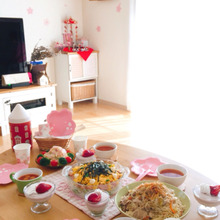 ダイソーの桜シリーズで♪ひなまつりテーブルコーデ