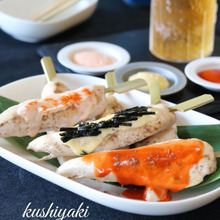 ささみの串焼き・三種のソースで。