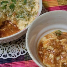 混ぜて蒸すだけ♪ 麻婆豆腐のもとでどんぶり茶碗蒸し