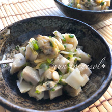 むくみ解消に☆冷凍食品で時短で簡単‼︎アサリれんこんのわさび和え