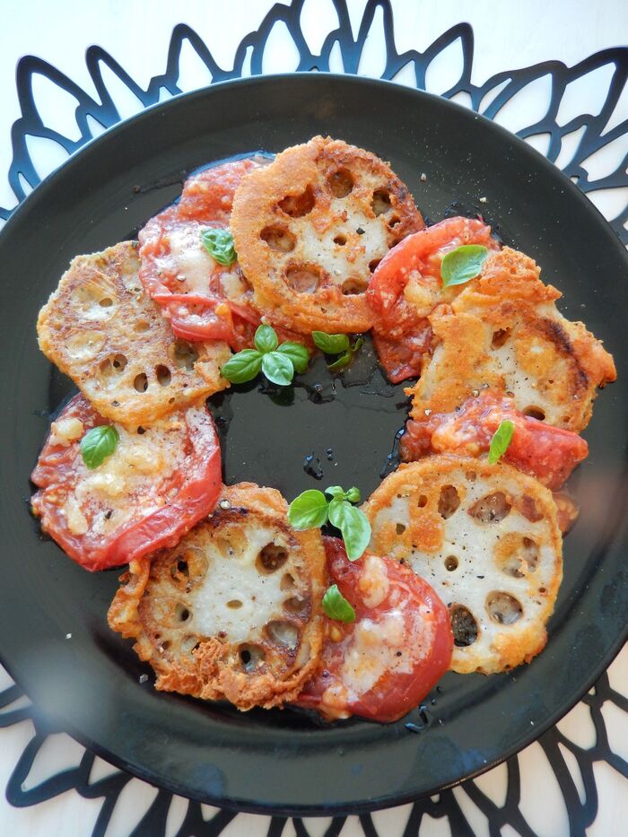 カリッとおいしいイタリアンなレンコンのチーズ焼き!