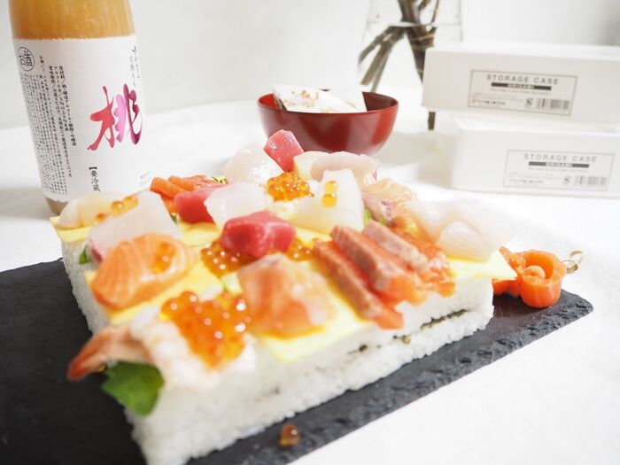 【セリア】お祝いにピッタリ！折り紙ケースで飾り寿司