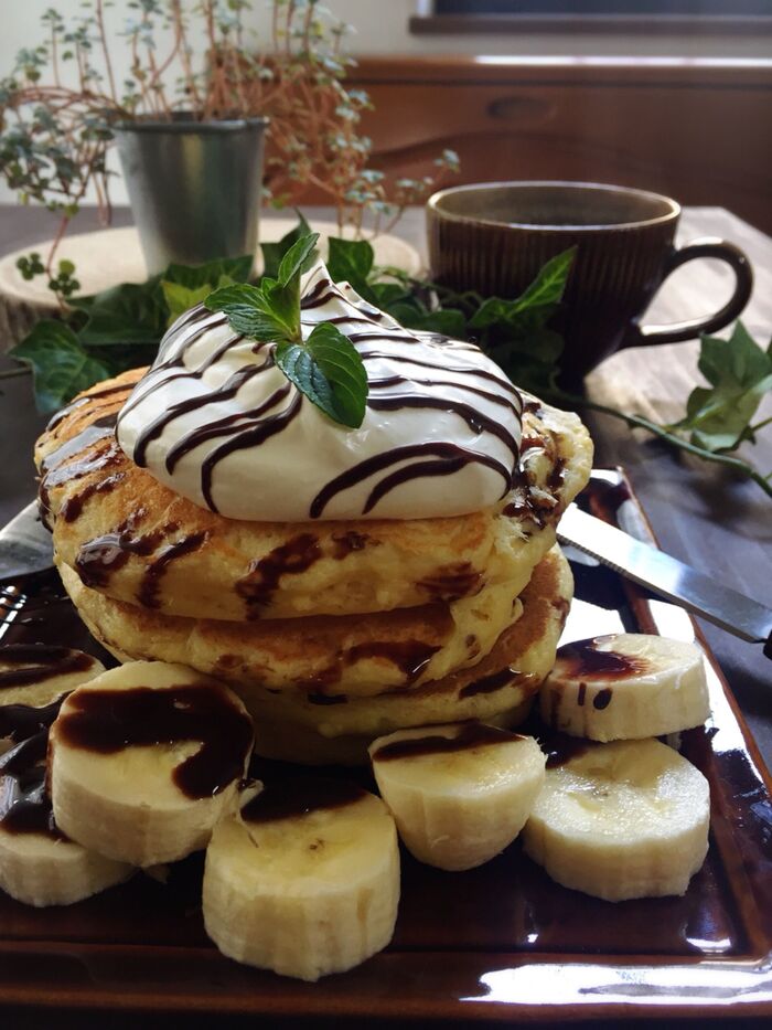 カサ増し!お豆腐でもっちりホットケーキ♪