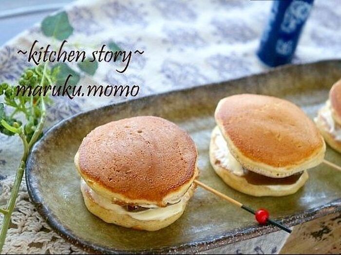 簡単和菓子♪100均のようかんとHMで『あんバター風しっとり栗どら』