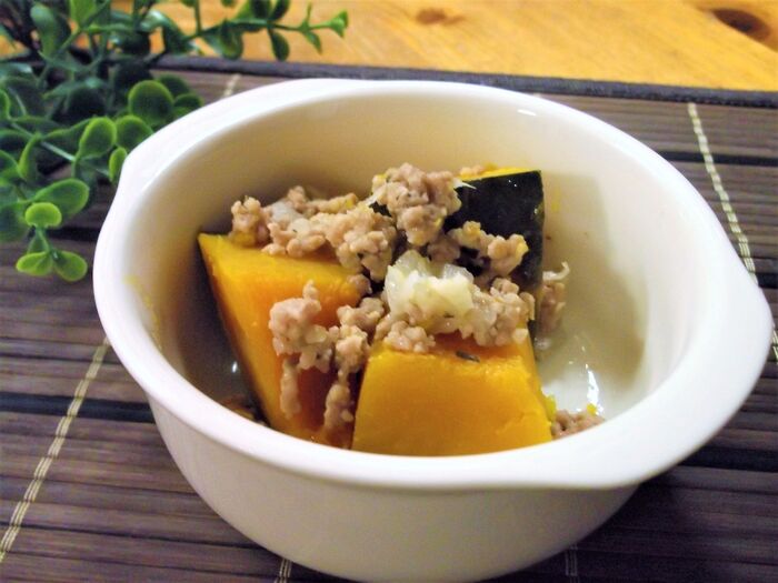 作り置きの【うす塩そぼろ】アレンジ! 南瓜のそぼろ煮