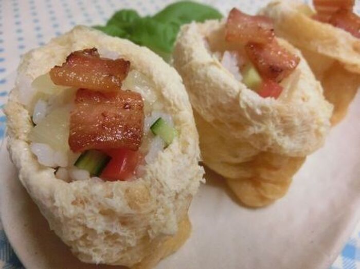 パイン缶ひとつで味付け☆ パイン缶でオープンいなり寿司