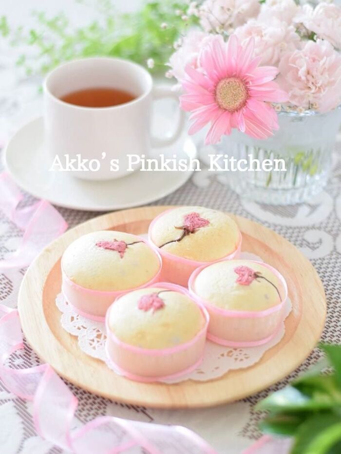 純白♡桜のカップケーキ　お花見にピッタリ♪