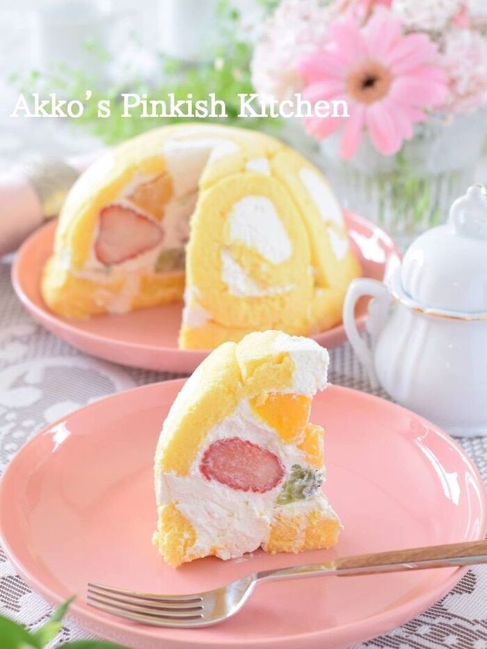 超簡単♡フルーツドームケーキ(1分動画付き)