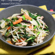 生姜たっぷり・肉ニラ炒め。(野菜炒め)