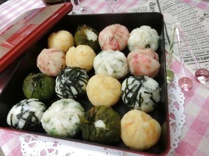 味噌玉子、たこ焼き味、海苔チーズ、大葉巻き、ブロッコリーオイマヨ♪ おつまみじゃがボール