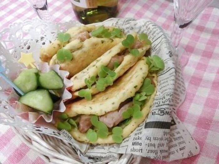 6.葉物をはさむ