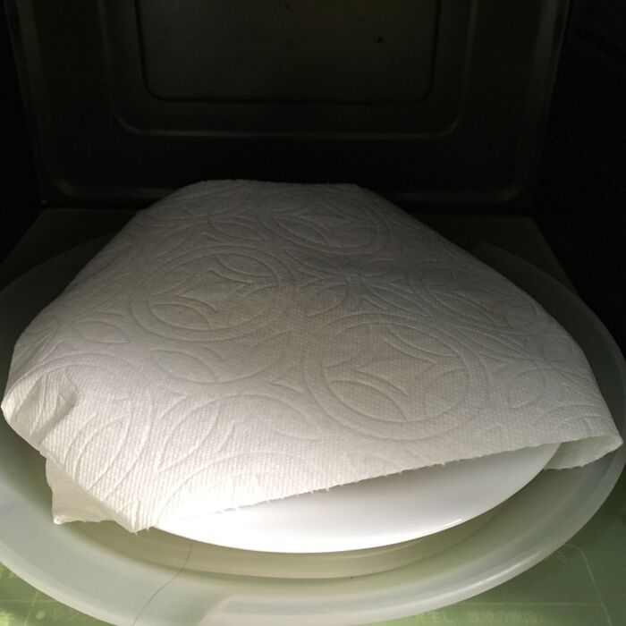 キッチンペーパーをかけて