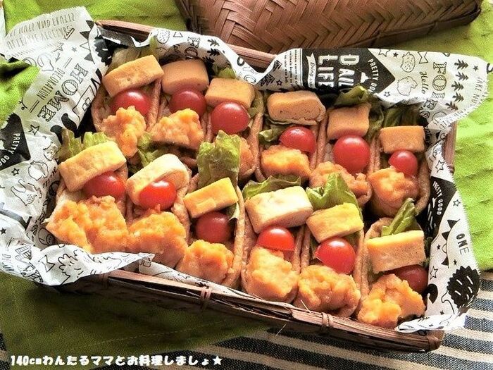 定番お弁当おかずを乗せるだけ~簡単のっけ稲荷のお弁当