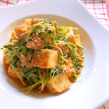 美容効果に☆サッと炒めて主婦の味方‼厚揚げの豆苗ツナマーボー