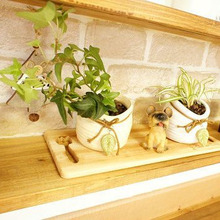 100均の春インテリア★ゆらゆら揺れる葉っぱも可愛いダイソーの麻柄植木鉢