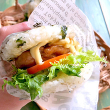 ピクニックのお弁当に♪カルシウムたっぷりの☆じゃこライスバーガー~鶏テリマヨ~