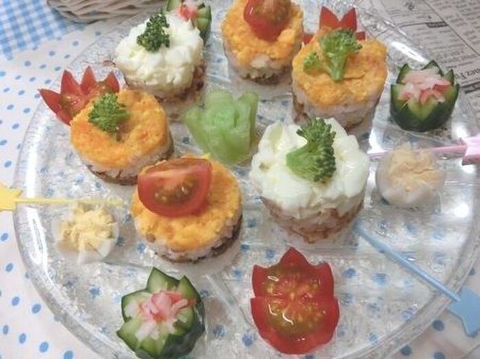 野菜と一緒に盛る