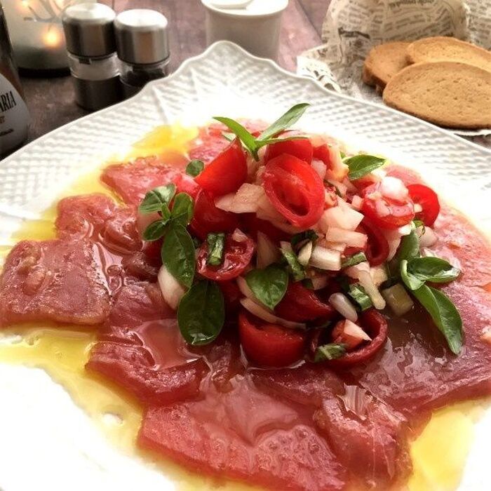 たまにはイタリアンなマグロに!マグロのカルパッチョ ケッカソース