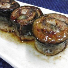 レモンソースで♪ さんまのバジルロール焼き