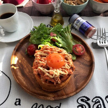 朝食にもおすすめ~パプリカポテトパンケーキの紅鮭のせ!