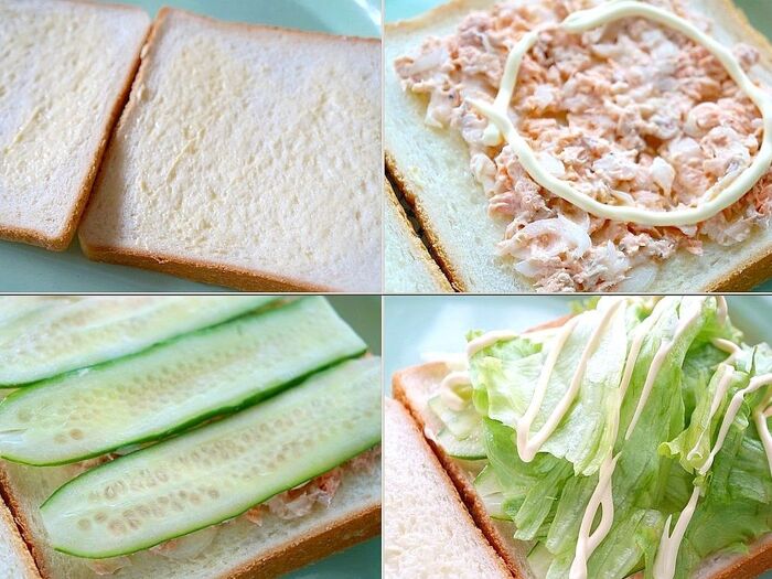 ツナマヨサンド風!?鮭マヨサンドを作ります。