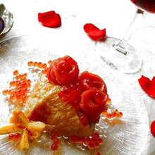 市販のいなりずしにひらめき!薔薇のブーケいなり寿司