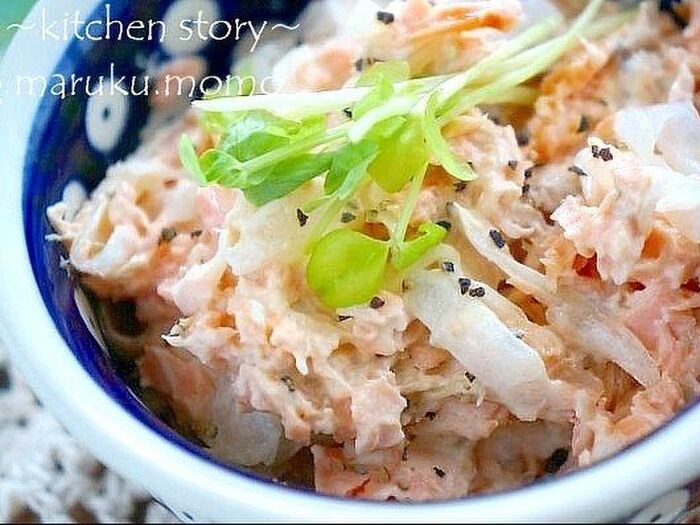 レンジで2分!ツナマヨ好きさんにお勧め~『鮭マヨ』いろいろ使えて便利♪