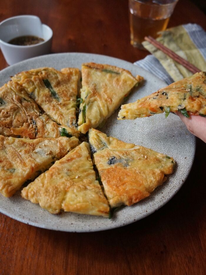 スタミナ満点☆ニラ海苔チーズチヂミ