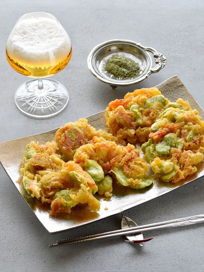 こりゃたまらん♥えびとそら豆のさくさくフリット【*少油 *カルシウム *野菜のおつまみ】~10分