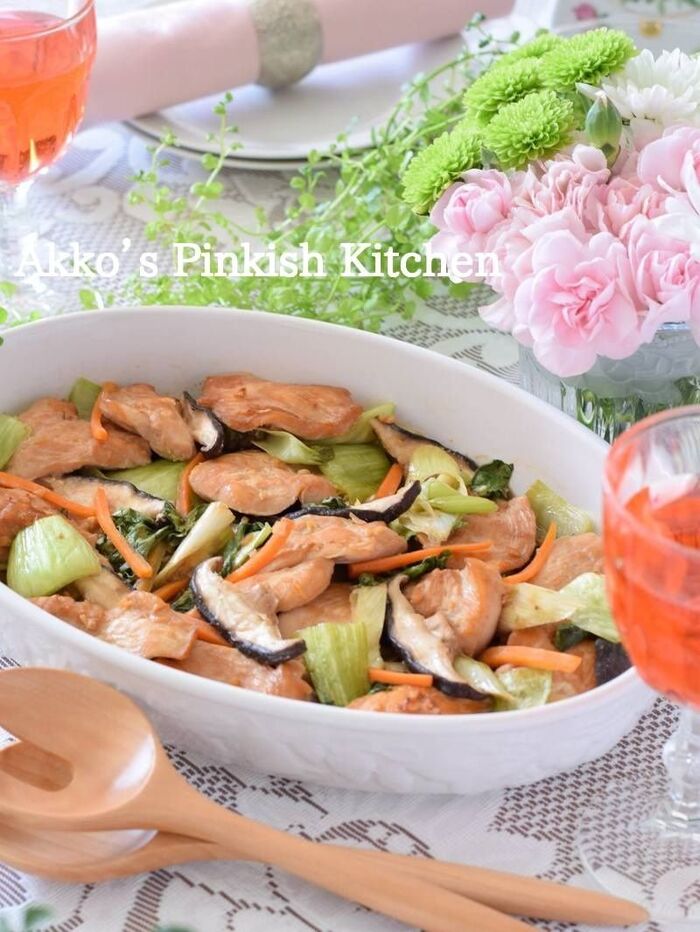 鶏むね肉と中華野菜のオーブン炒め(目からウロコ!な1分動画付き♪)