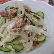 魚缶とまぜるだけ♪ 新玉ねぎといわしのポンマヨサラダ