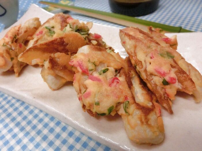揚げない! 小麦粉不使用! ちくわと紅生姜のかき揚げ風