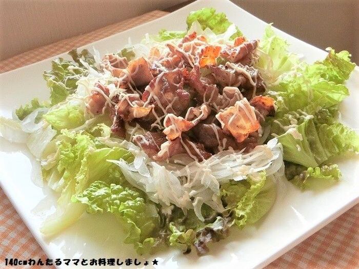 男子が喜ぶ★簡単豚バラマヨしょう油サラダ