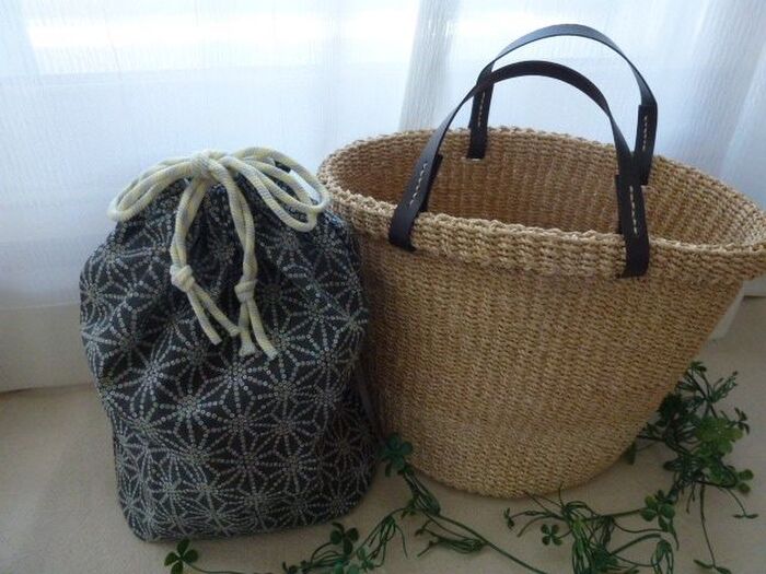 セリア/てぬぐいで簡単!巾着袋