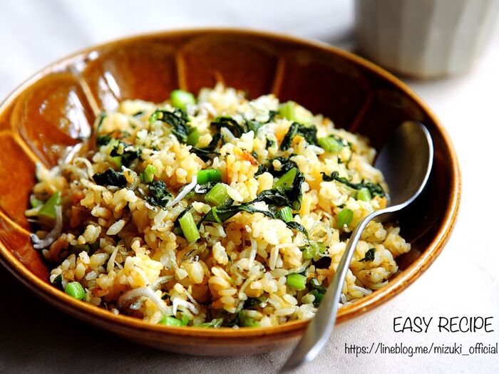 ♡絶対パラパラ♡野沢菜とじゃこのチャーハン♡【#簡単#時短#節約#漬物】