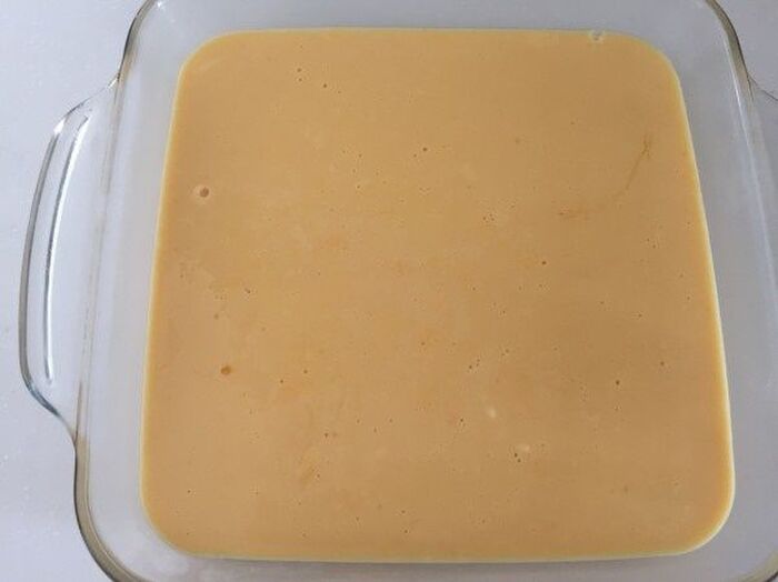 ④bの材料でプリンの生地を作る