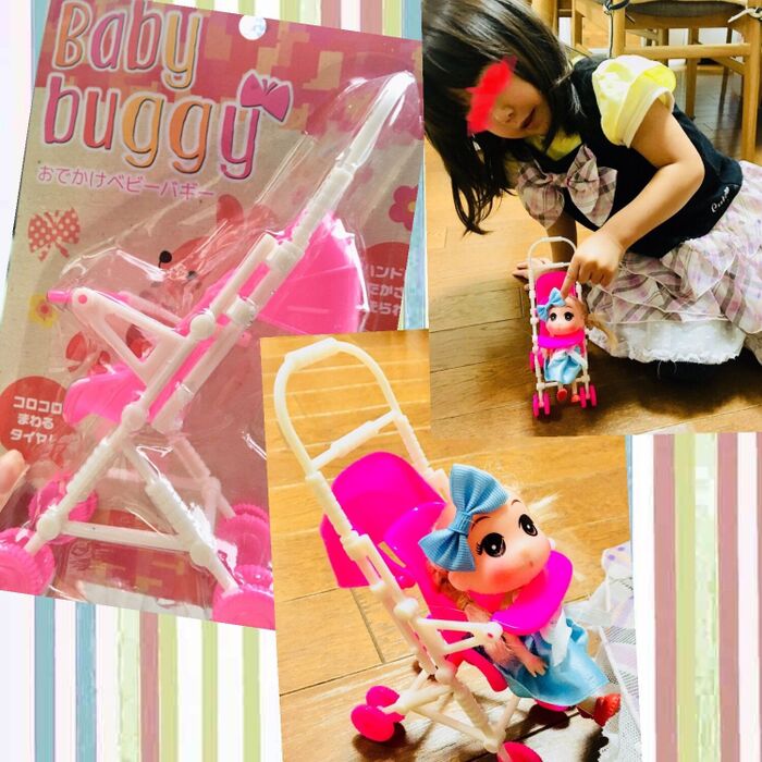 100均でこのクオリティ?動かして遊べる小さいベビーカー!