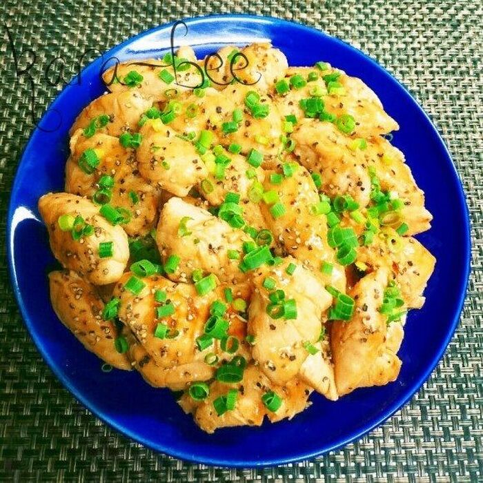 プリッとやわらか*ささみでヘルシー♪にんにく醤油レモンチキン