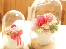 IKEAでジャストフィット★ガラスドームでプリザーブドフラワーに高級感