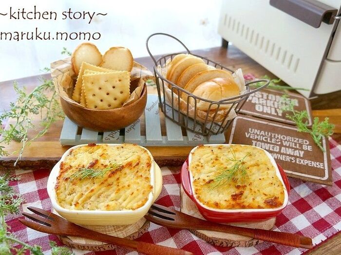 冷凍ポテトを使って♪ちょっとお洒落な1品!タラとポテトのフィッシャーマンズパイ(大人用&お子様用)