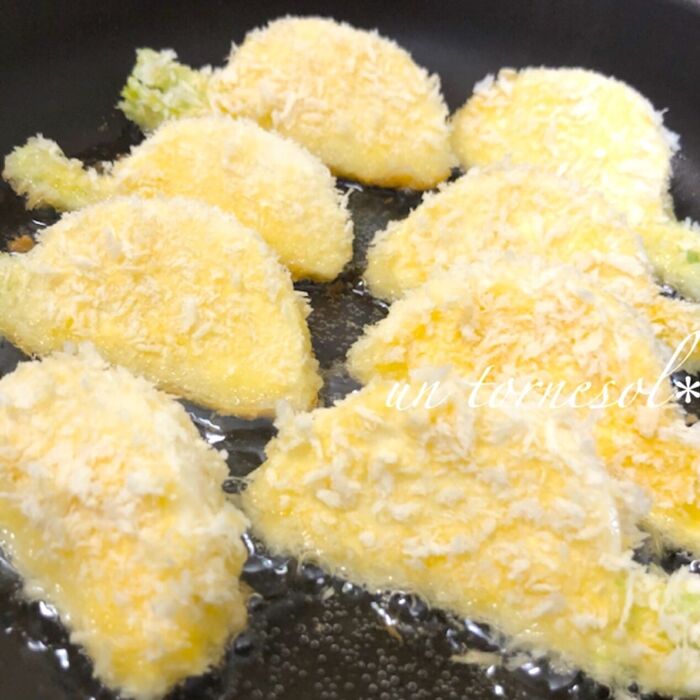 ④ゆっくりと揚げ焼きして!