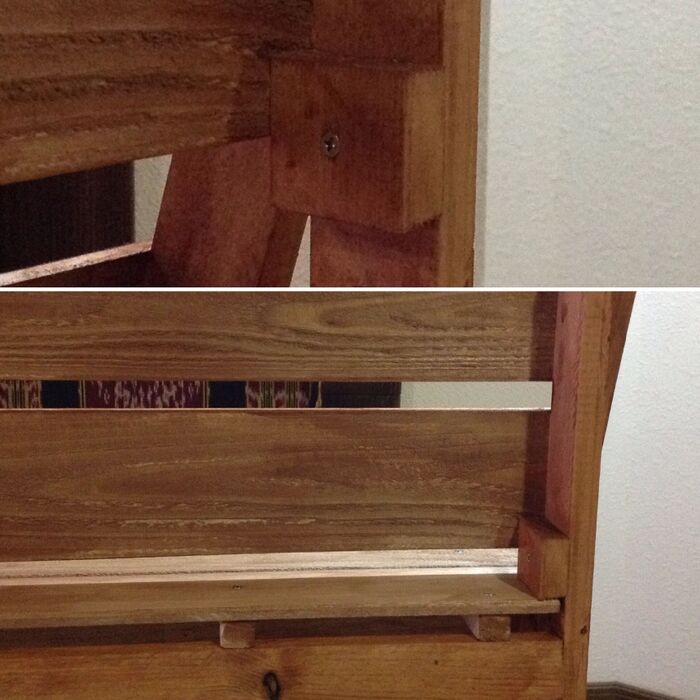 上段の棚板のストッパーを付けます