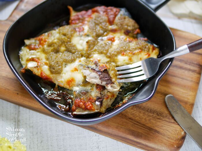 【脱マンネリ・焼き魚】のせてオーブンで焼くだけ♡鯖がバル仕立てに大変身【鯖のピリ辛オーブン焼き】