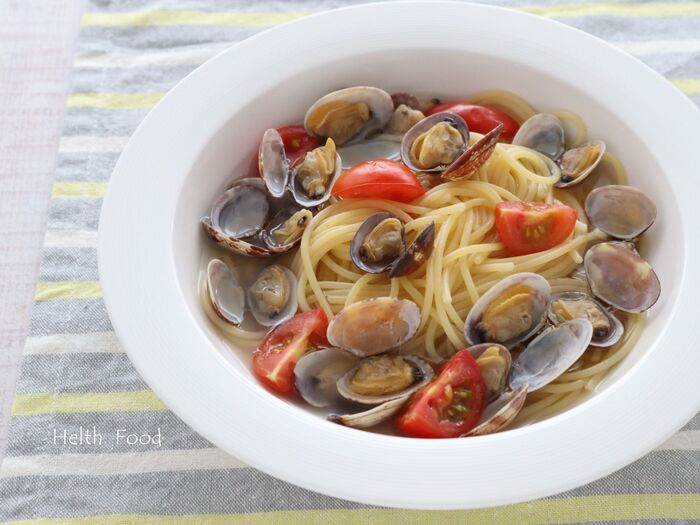 あさりとトマトのスープパスタ