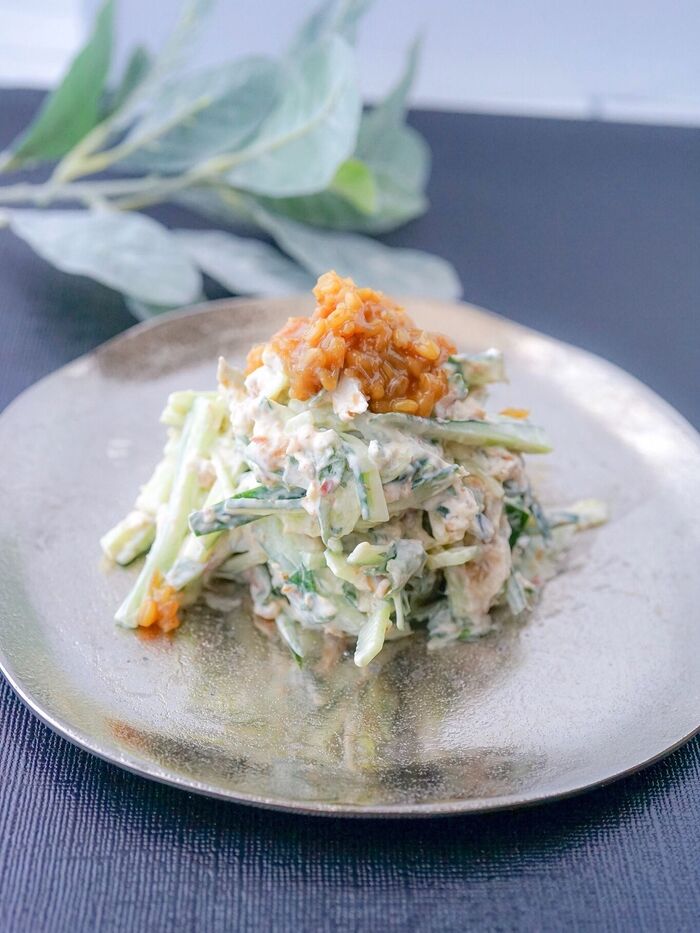 超特急おつまみ!混ぜるだけ☆もろきゅうにクリームチーズで旨味UP「もろきゅうチーズ和え」