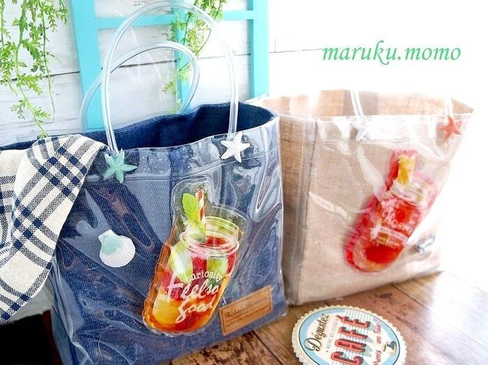 針も糸も不要!100均雑貨で夏のスイーツドリンクバッグ