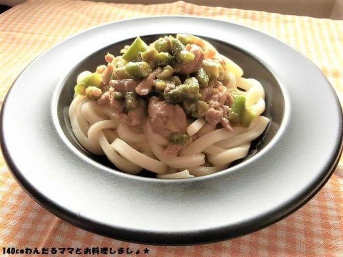 簡単★豚味噌からめうどん