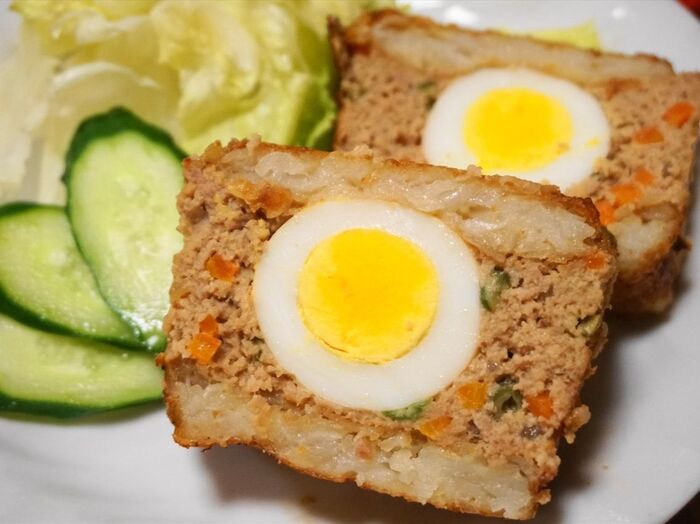 味の決め手はアレ!ポテトでサンド♪断面萌えミートローフ